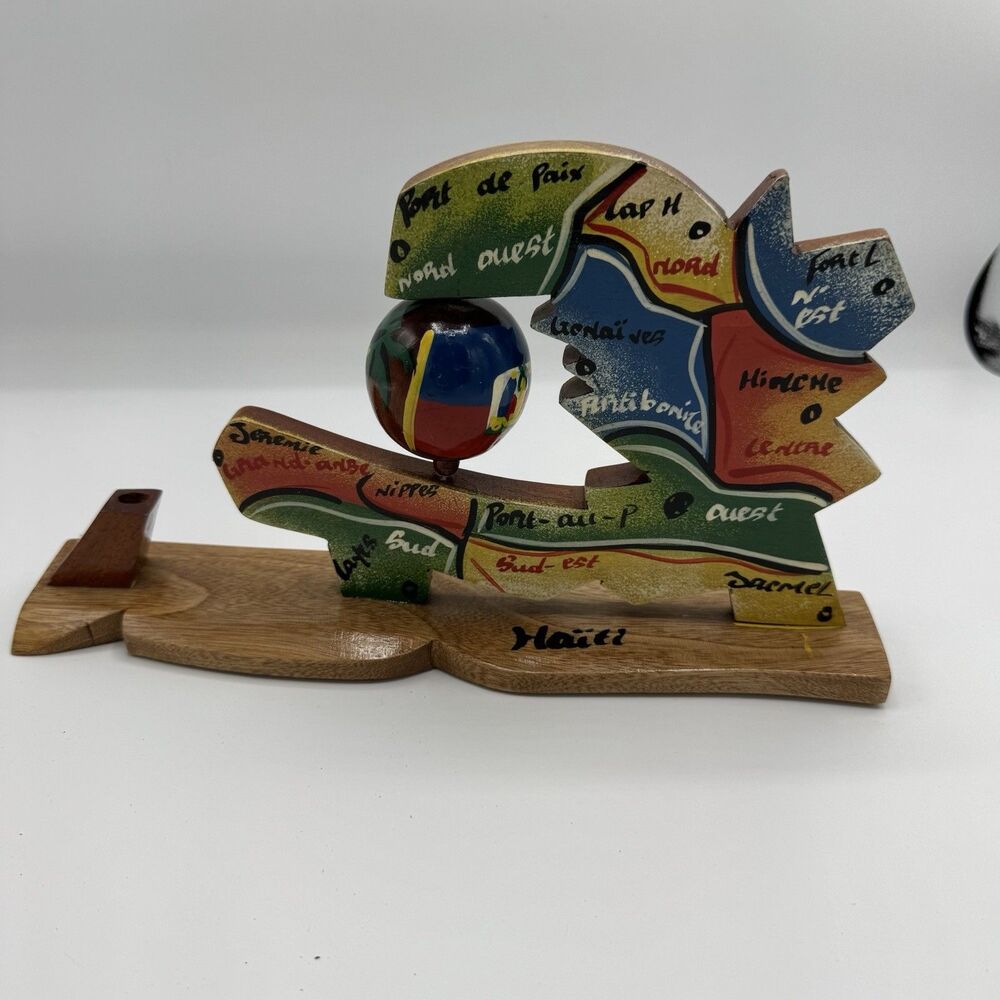Vintage Wooden Haiti Carved Sign‎